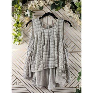 Free People Women's Pleated Striped Flowy Top Tie Back Cotton Blend Size Small